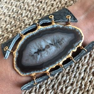 Agate & Leather Cuff